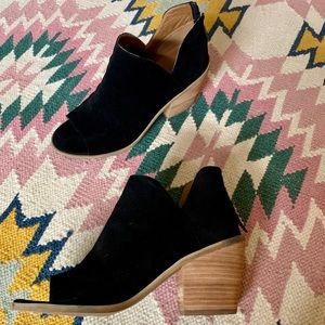 Open toe suede booties * worn once *